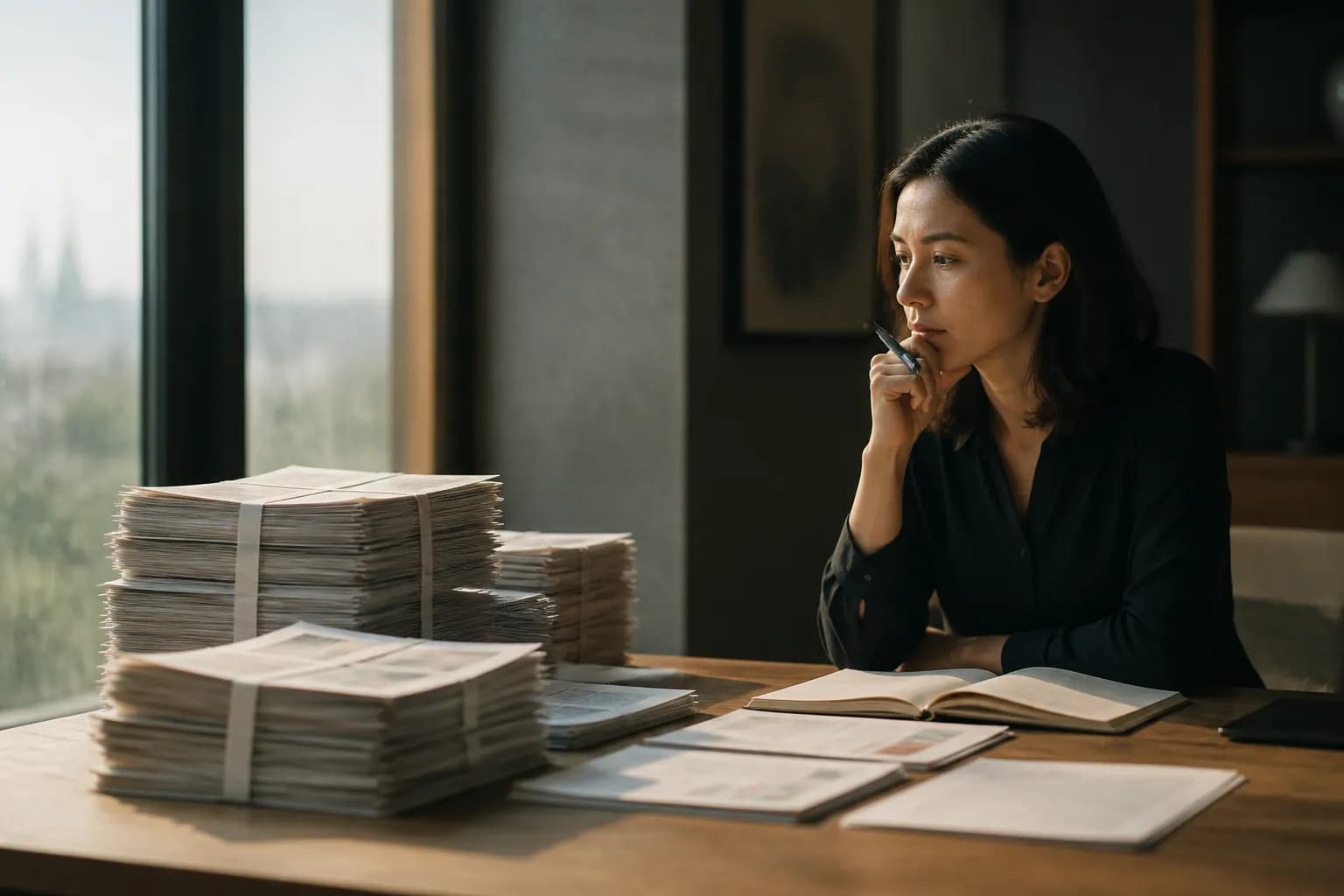Analysts reviewing market-sizing charts and data tables on a shared screen.